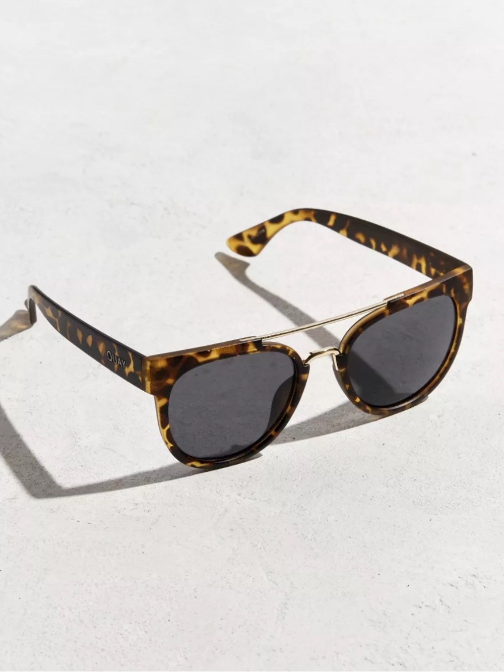 Quay Australia Tortoise Frame Sunglasses with Dark Gray Lenses